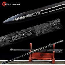 43'' Sharp Black Dragon Straight Sword Double Edge Chinese Han Jian 1095 Steel picture