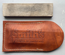 Vintage Smith's Pocket Arkansas USA Sharpening Stone With Leather Case picture