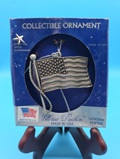Gloria Duchin Genuine Pewter American Flag Ornament 2002 Made in USA picture