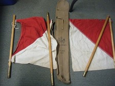 VTG WWI WW2 US Army Khaki Canvas Signal Corp Flag Kit Set Case picture