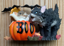 NIB Enesco Charming Tails DON'T BE A SCAREDY CAT HAVE FUN HALLOWEEN MOUSE & CAT picture
