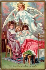 Religious Postcard Praying Children Angel If I Should Die Before I Wake 1909 PT picture