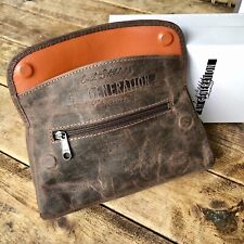 4th Generation Suede Leather Folding Pipe & Tobacco Pouch Hunter Brown 344GENHBC picture