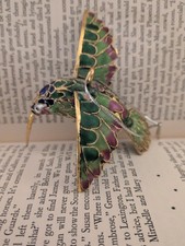 VTG GORGEOUS Cloisonné  Hummingbird Enameled Metal  Christmas Tree Ornament  picture