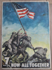 Original 1945 WWII Iwo Jima Poster 7th War Loan Now All Together WFD11 Treasury picture
