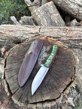 Personalized Wooden Handle Camping Knife with Leather Sheath, Tactical EDC Knife picture