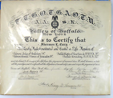 Vintage 1924 Masonic Lodge Certificate Valley of Buffalo New York AASR Palmoni picture