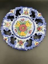 Vestal Alcobaca Hand Painted Floral Roses Wall Plate Made in Portugal 593 Purple picture