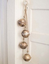 Set of 4 Harmony Jingle Bells Vintage Handmade Rustic Lucky Christmas picture