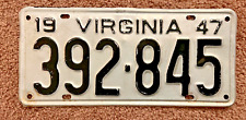 1947 VIRGINIA license plate - BRILLIANT ORIGINAL vintage antique old auto tag picture