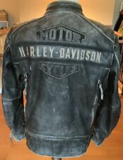 HARLEY DAVIDSON Men’s 2XL Distressed Vented Adjustable Leather Jacket picture