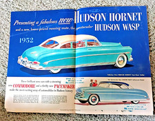 Original 1952 Hudson Full Line Foldout Sales Brochure Wasp Hornet Pacemaker picture