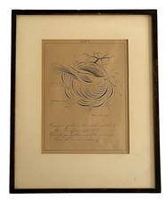 Antique G.A. Gaskell Penmanship Plate X Bird Flourish Calligraphy Framed picture