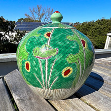 Antique Chinese Tongzhi Porcelain Bok Choy Melon Jar with Lid – 19th Century Cab picture