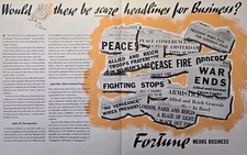 Fortune Magazine Scare Headlines for Business Vintage Print Ad 1940 picture