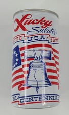 LUCKY Beer 1976 Bi Centennial 1776 Saulute Aluminum UnusedPull Tab EMPTY Can picture