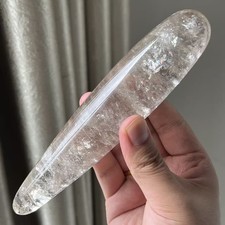 17cm Natural Smokey Quartz Massage Wand Rainbow Crystal Healing Stick Reiki picture