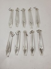 lot of 10 vintage clear glass Chandelier crystals, 3-1/4” SPEARS.  picture