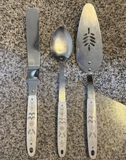 3 pc Vintage Ekco Flint Arrowhead Wheat Harvest Kitchen Utensils picture