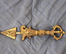 Metal Tibetan Buddhist Vajra/Dorje Ritual Phurba Dagger Decorative Spear Tip 10