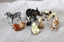 8 Miniature Porcelain Animal Figurines, Zebra, Skunk, Turtle, Fox, Bear+ picture