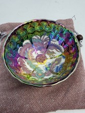 Handmade Iridescent Ceramic Tea Cup Phoenix Peacock Japanese Style w/ Pouch picture