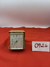 Vtg Phinney Walker Folding Travel Alarm Clock. Wind- Up, Leather Case, Works picture