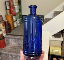 S S Stafford’s Inks Blown 32 Oz Cobalt Blue Master Ink Bottle Peened Out Letters picture