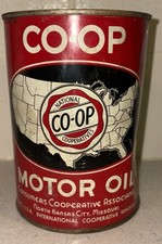 Vintage CO-OP Regular Motor Oil Metal One Quart Can Tin Sealed New picture