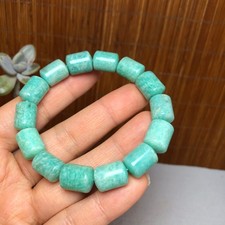 Natural amazon stone Bracelet Brown Gemstone Stretch Bucket bead Handmade A3699 picture