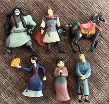 Vintage 90s Disney Mulan Figure Set Of 6 Shang Khan Shan Yu Mom Dad picture