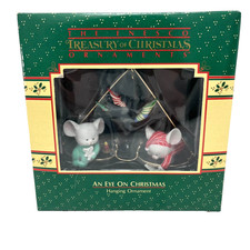 Enesco Treasury An Eye On Christmas Mouse Glasses Ornament 1988 in Box NOS picture