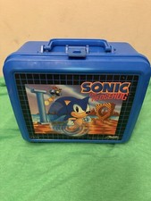 Vintage 1993 Sonic The Hedgehog Lunch Box Aladdin Sega Blue Plastic No Thermos picture