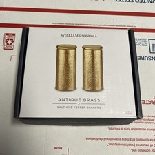 Williams Sonoma Antique Brass Salt & Pepper Shakers 3.5” Tall NIB picture