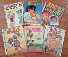 5 Mad Magazines, 1 Cracked Magizine Lot of 6 total - Good Reading Condition picture