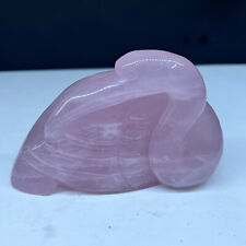 308g  Natural Pink Rose Quartz Carved Skull Crystal Reiki Healing Decor Gift picture