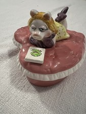 VTG Miss Piggy Ceramic Heart Trinket Box Jewelry tray Jim Henson Muppets Kermit picture