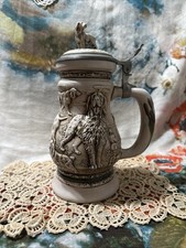 Avon 1991 Vintage Ceramic Beer Stein Great Dogs of the Outdoors Lidded picture