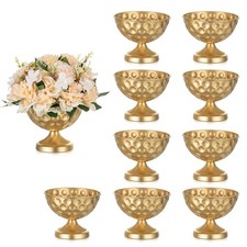 Sziqiqi Gold Compote Vase Centerpiece, Metal Wedding Urn Vases, 10Pcs Vintage picture