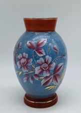 ca.1880’s Bohemian HARRACH TRANSLUCENT GLASS VASE W/ Enamel Silver Mica picture