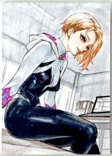 Spider-Gwen - 1/1 Hand-Drawn Original Art Signed Sketch Card - Thick ACEO Marvel picture