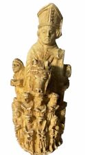 Vintage Hand Carved Religious Medieval Priest Monk on Horse 5” Figurine Italy picture