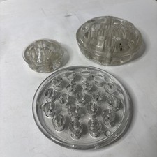 3 Vintage Clear Glass Flower Frogs 19 Hole 7 Hole 13 Hole Garden Vase Floral picture