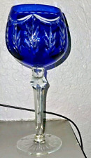 Vintage Cut Crystal Bohemian Stemware Glass Wine glass Cobalt Blue picture