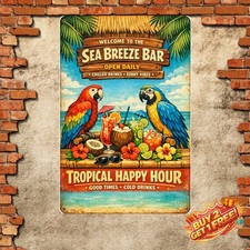 Margaritaville Tropical Vintage Aluminum Wall Sign Tin Metal Decor 8x12 picture