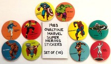 1983 Ovaltine Marvel Super Heroes - Complete Sticker Set of 10 (2-Inch Round ) - picture