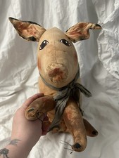 Vintage Primitive Folk Art Pig Plush Large Handmade Artist Signed  picture