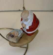 Vintage 1985 The Kneeling Santa Ornament by Roman 2.5”x3” picture