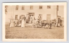 Long Stage Coach Horses Big Family Outing House Pre-War Era c1910s Antique Photo picture