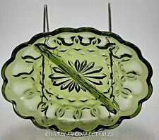 Anchor Hocking Avocado Green Divided Serving Dish 1960' Vintage Perfect Shape picture